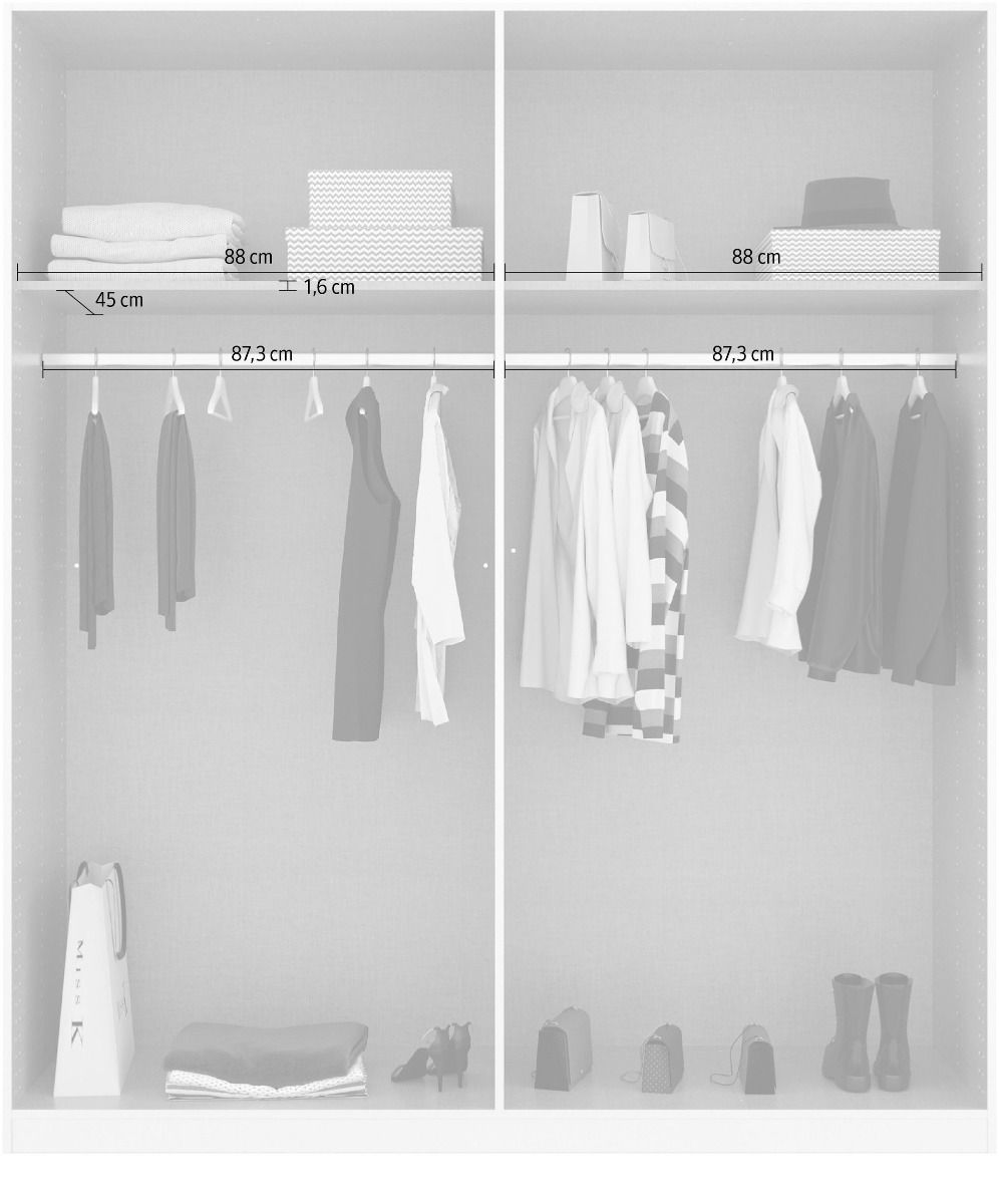 Oakwood Rauch White Glass Modern Quadra Spin 4 Door Hinged 181CM Wardrobe