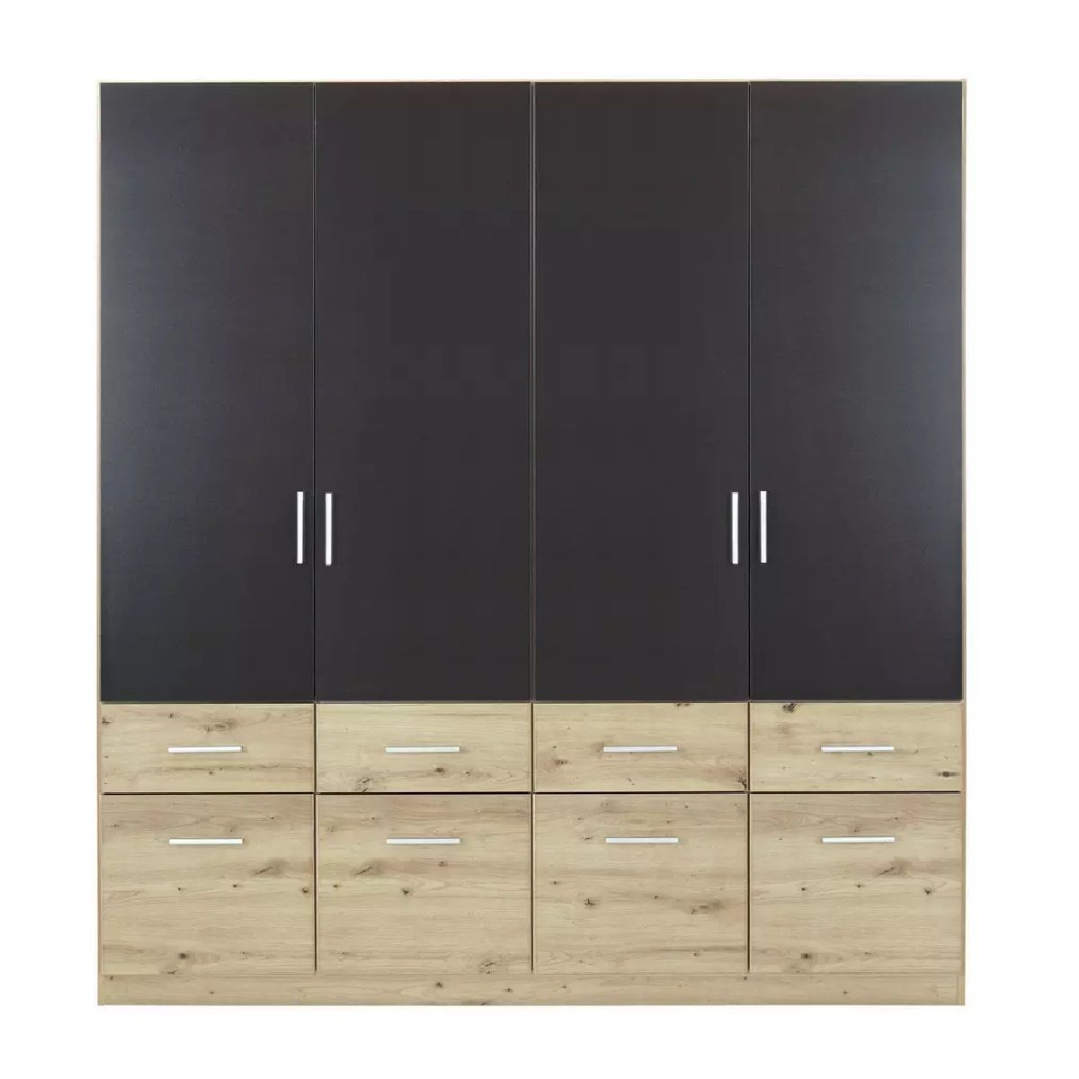 Oakwood Rauch Celle Extra High Polish Effect Grey 4 Door Hinged Combi Wardrobe