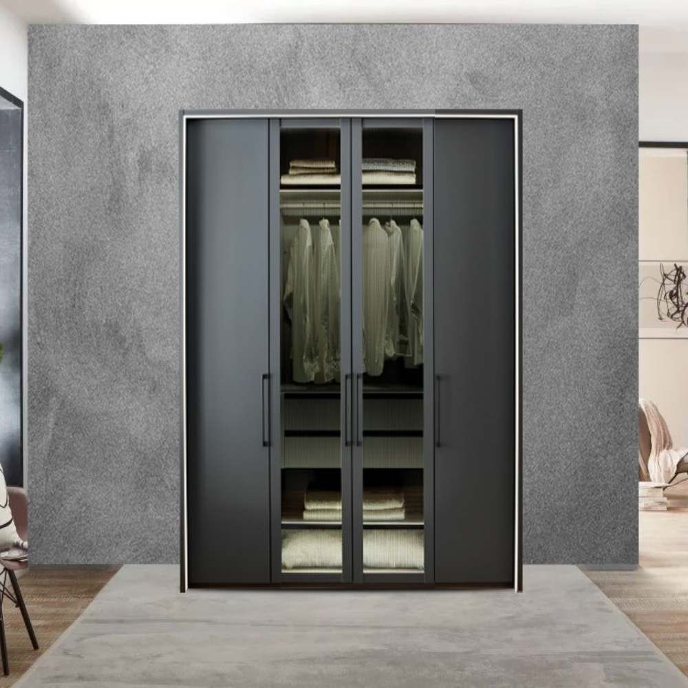 Oakwood Wiemann Split 3 Door Decor & Glass Wardrobe