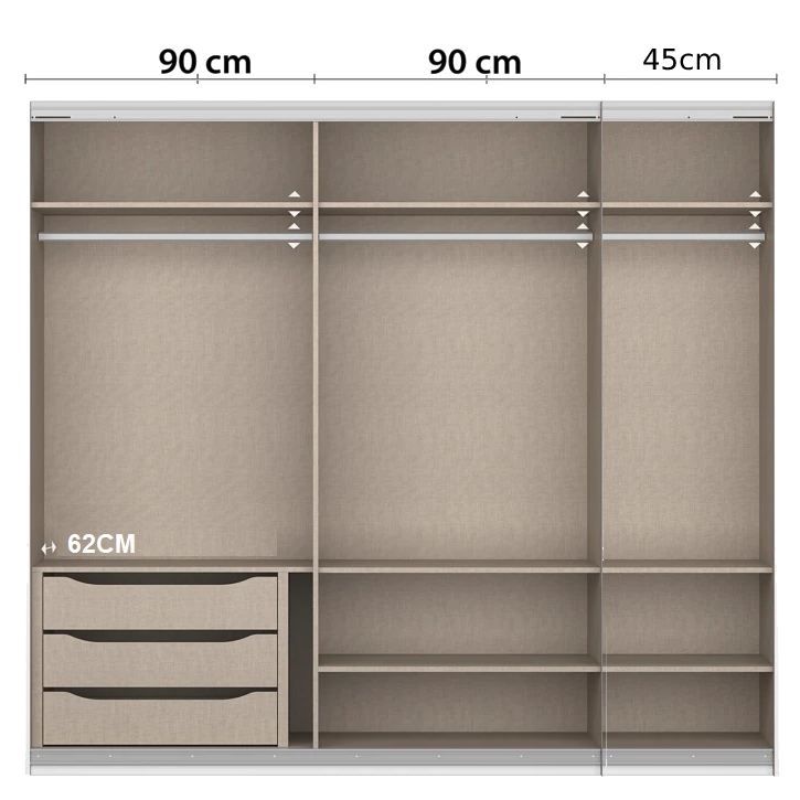 Oakwood Rauch Marburg Metallic Grey 226 CM Sliding  Wardrobe