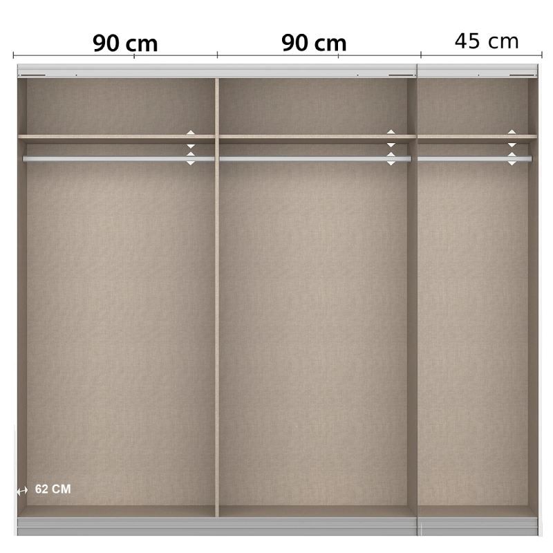 Oakwood Rauch Marburg Metallic Grey 226 CM Sliding  Wardrobe