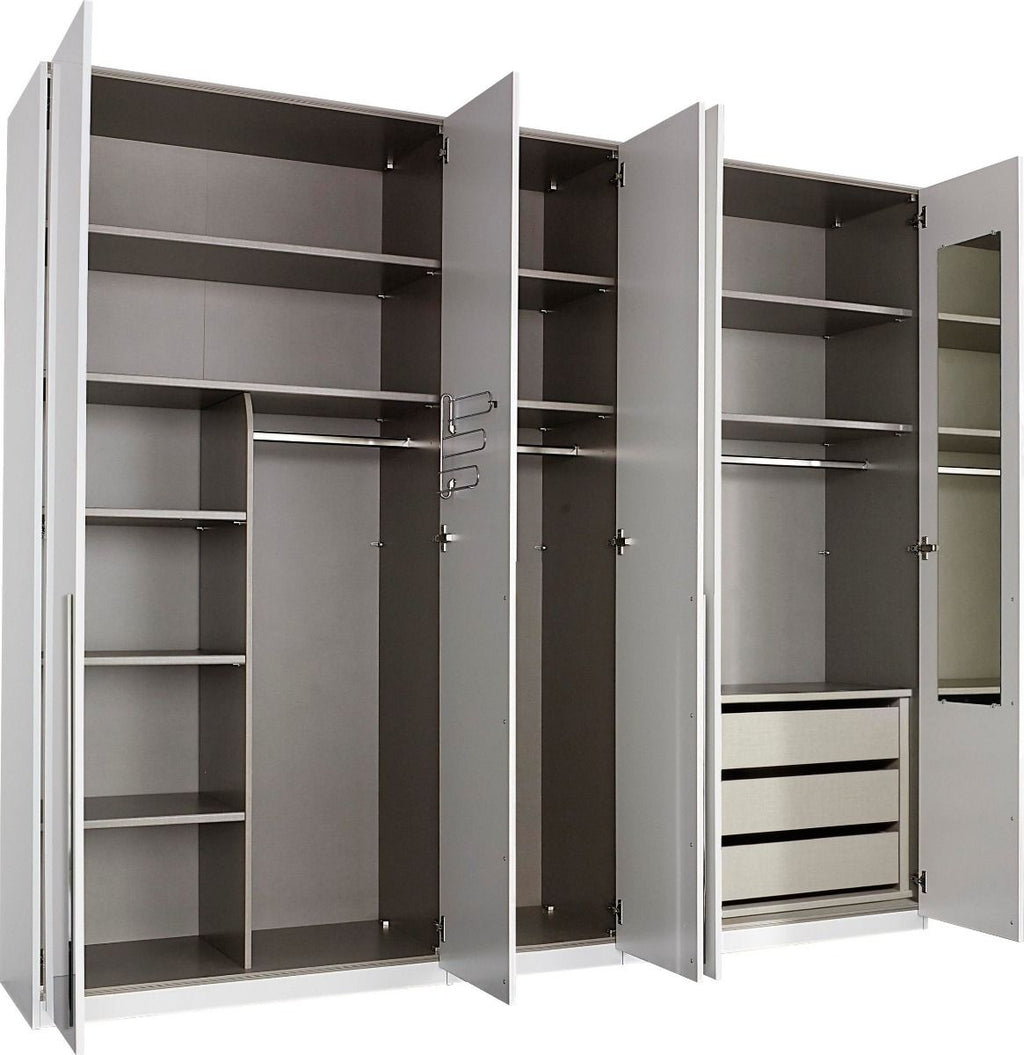 Oakwood Rauch Montclar 5 Door Hinged High Gloss White Wardrobe with Premium Interior
