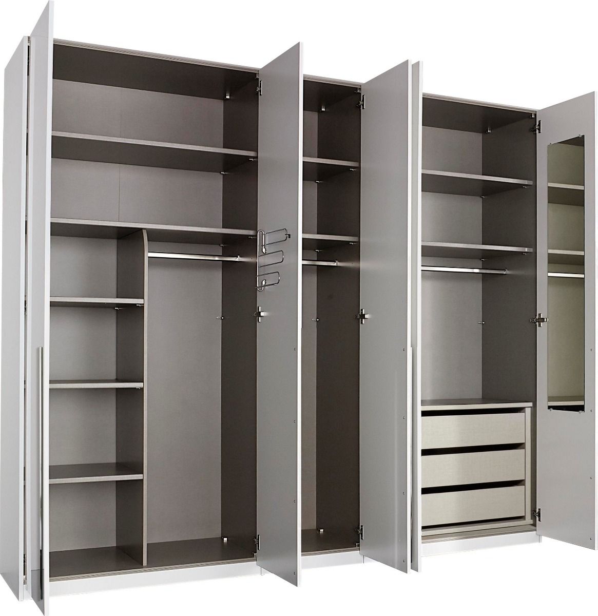 Oakwood Rauch Montclar 5 Door Hinged High Gloss White Wardrobe with Premium Interior