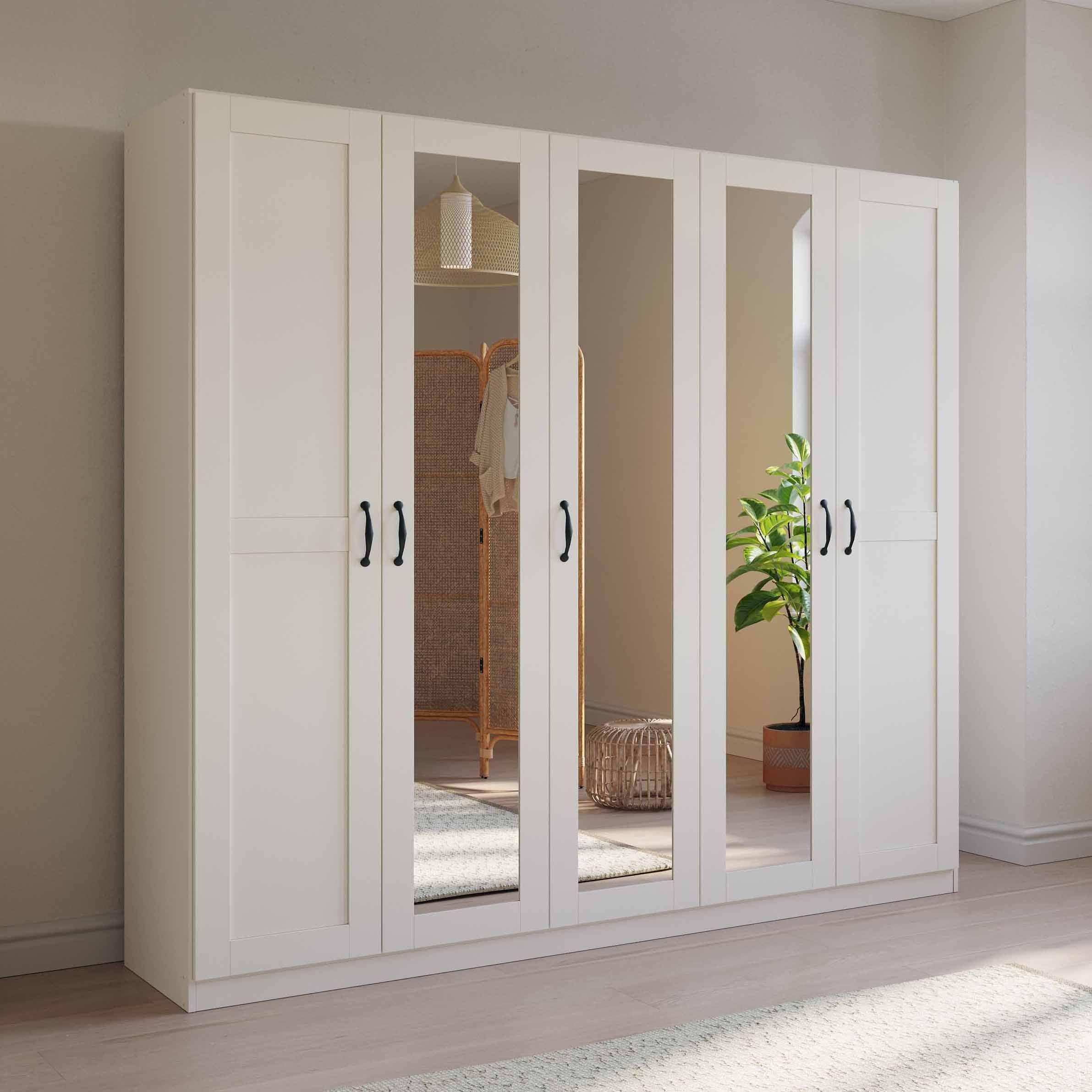 Oakwood Rauch Cottage 5 Door Hinged Wardrobe with Mirror