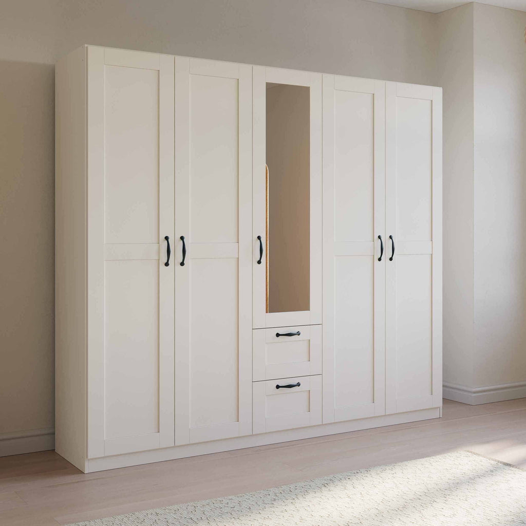 Oakwood Rauch Cottage 5 Door Combi Wardrobe with Mirror