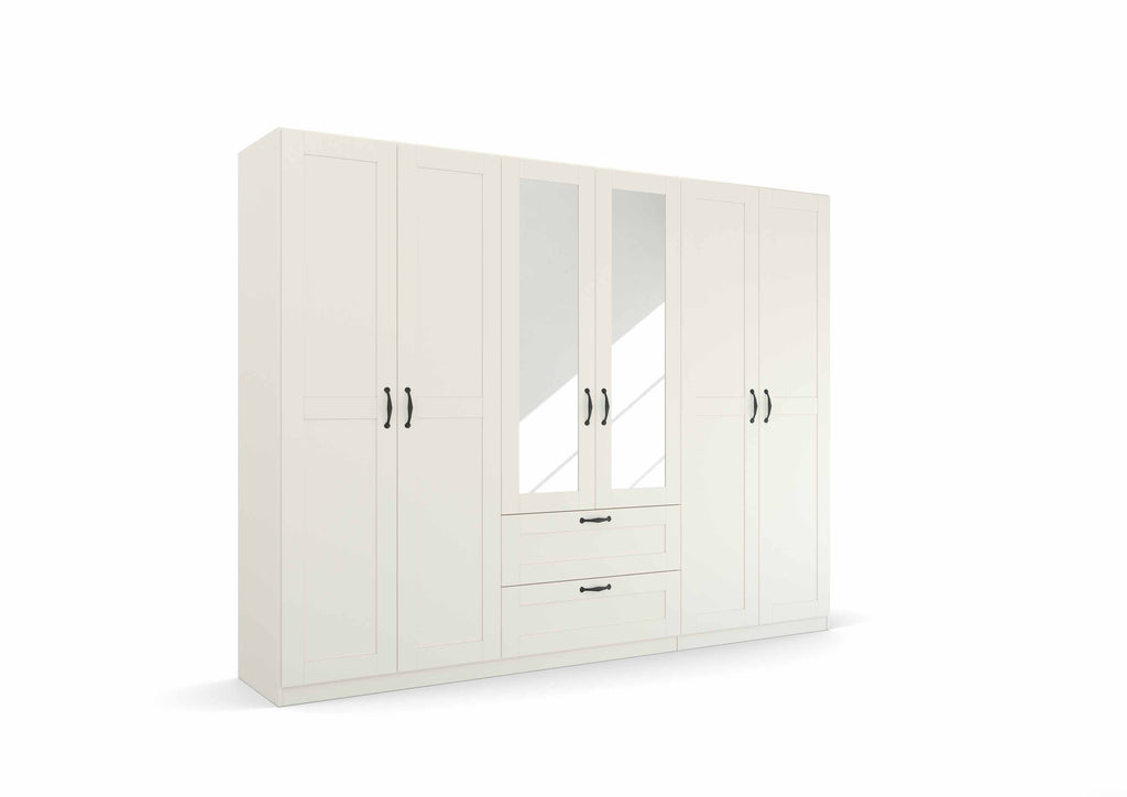Oakwood Rauch Cottage 6 Door Combi Wardrobe WIth Mirror