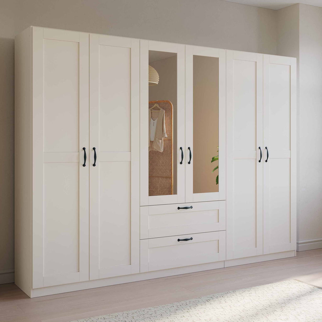 Oakwood Rauch Cottage 6 Door Combi Wardrobe WIth Mirror