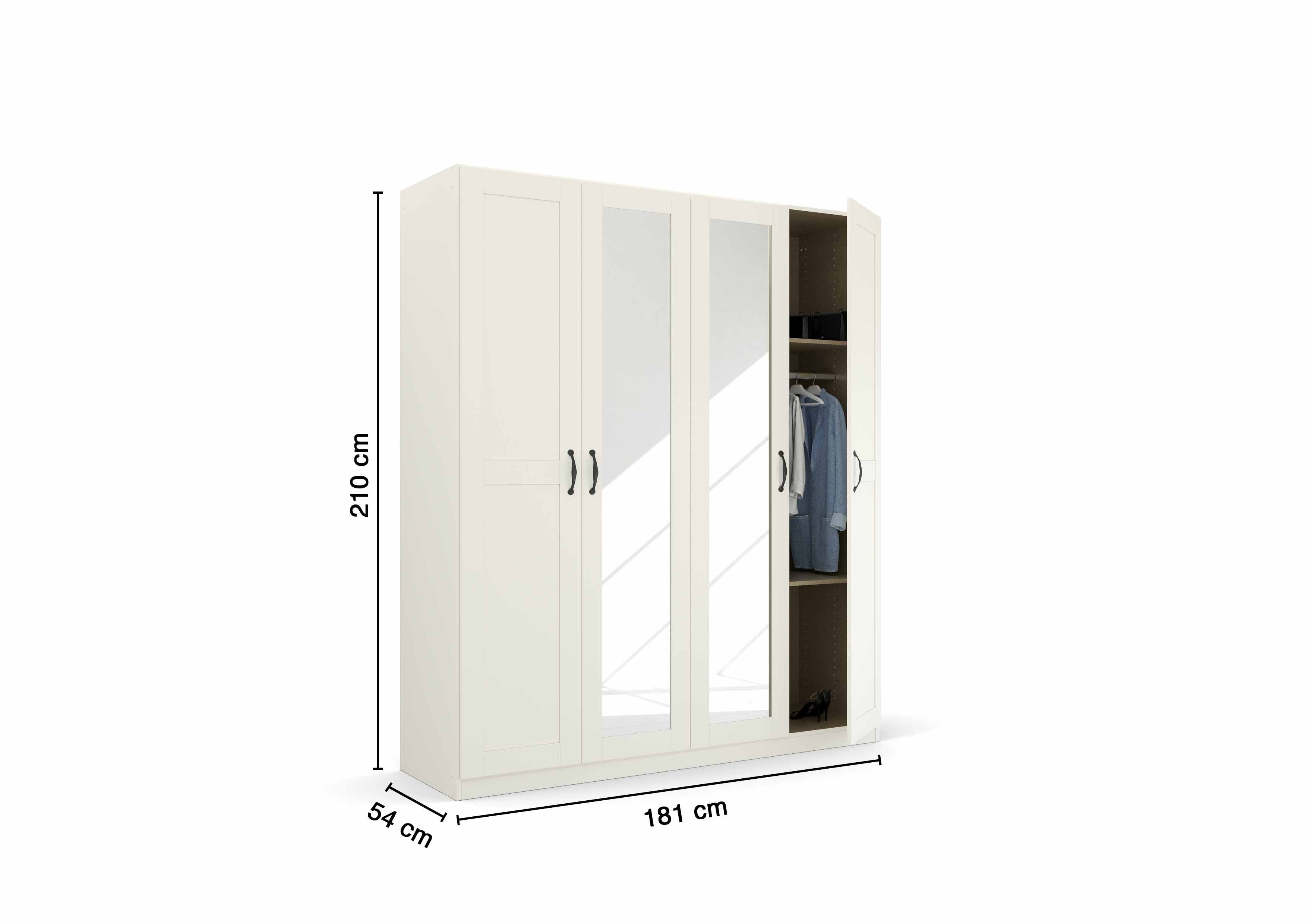 Oakwood Rauch Cottage 4 Door Hinged Wardrobe with Mirror