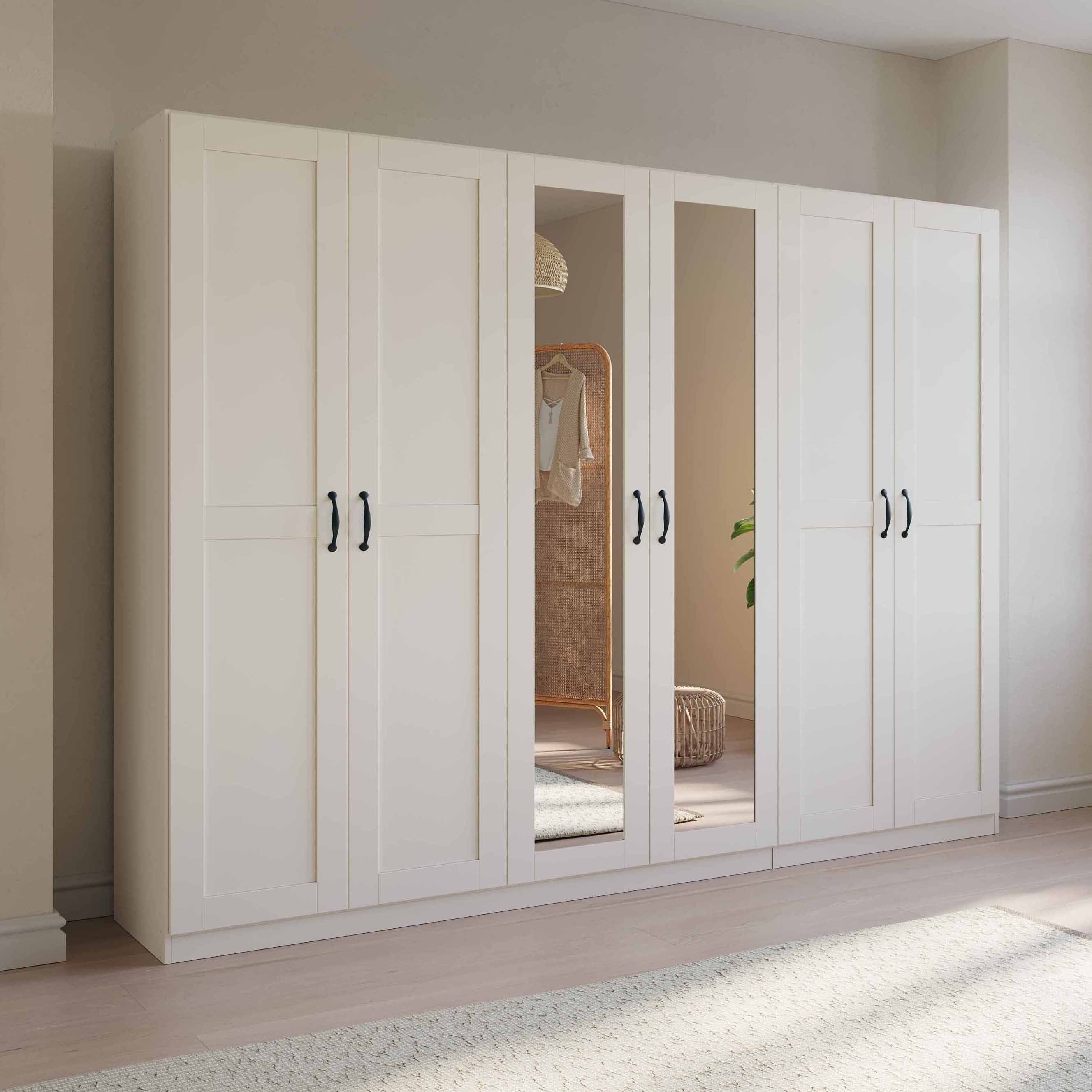 Oakwood Rauch Cottage 6 Door Hinged Wardrobe with Mirror
