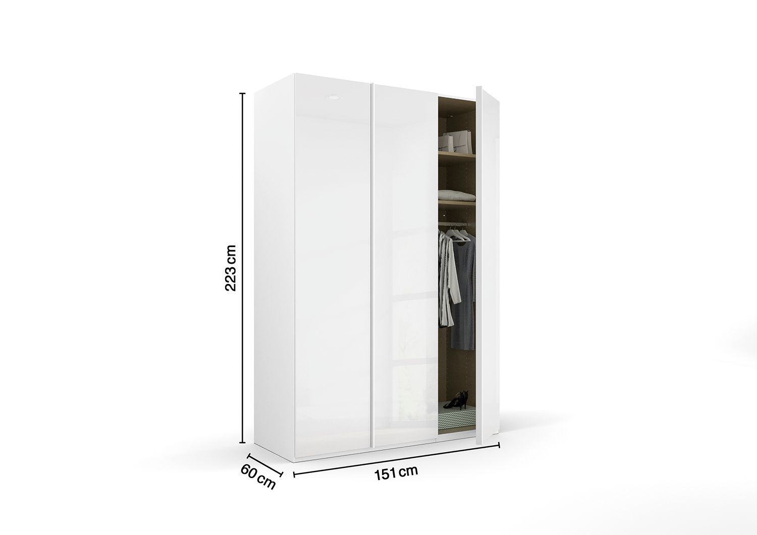 Oakwood Rauch Skat meridian 3 Hinged Door Wardrobe Glass Finish