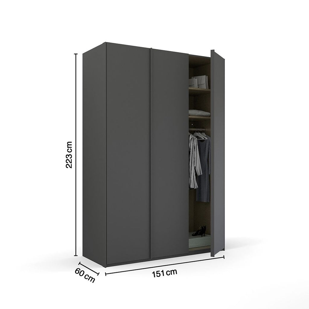Oakwood Rauch Skat meridian 3 Hinged Door Wardrobe Matt Finish