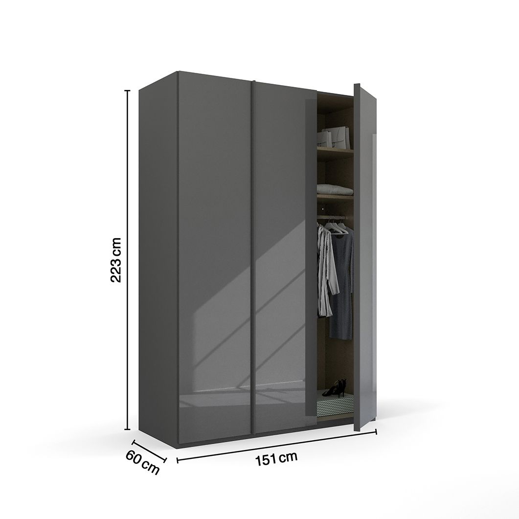 Oakwood Rauch Skat meridian 3 Hinged Door Wardrobe Glass Finish