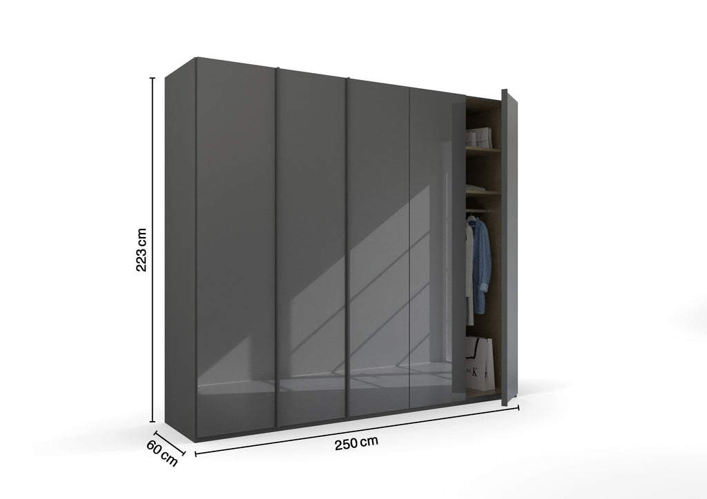 Oakwood Rauch Skat Meridian 5 Hinged Door Wardrobe Glass Finish