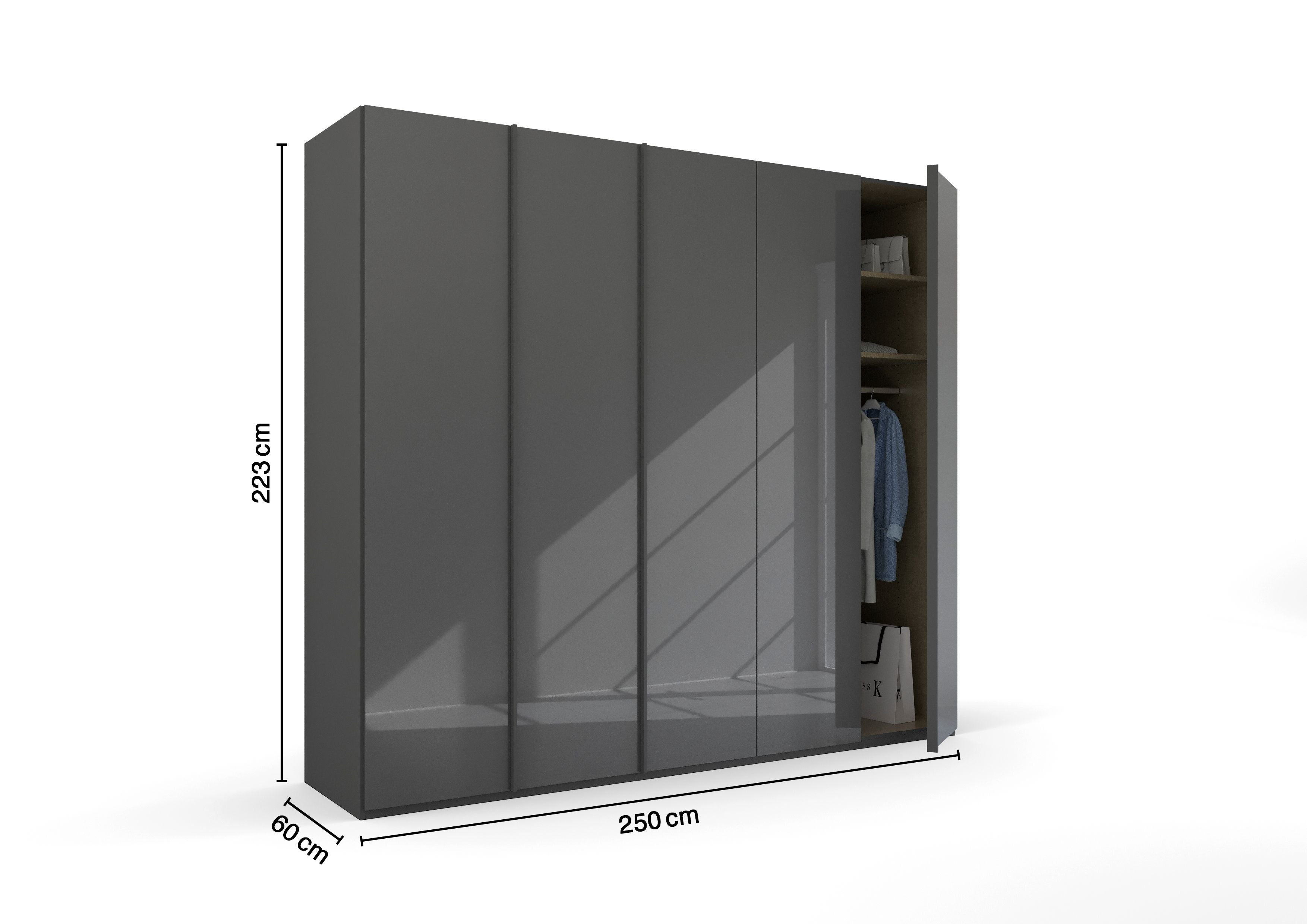 Oakwood Rauch Skat Meridian 5 Hinged Door Wardrobe Glass Finish