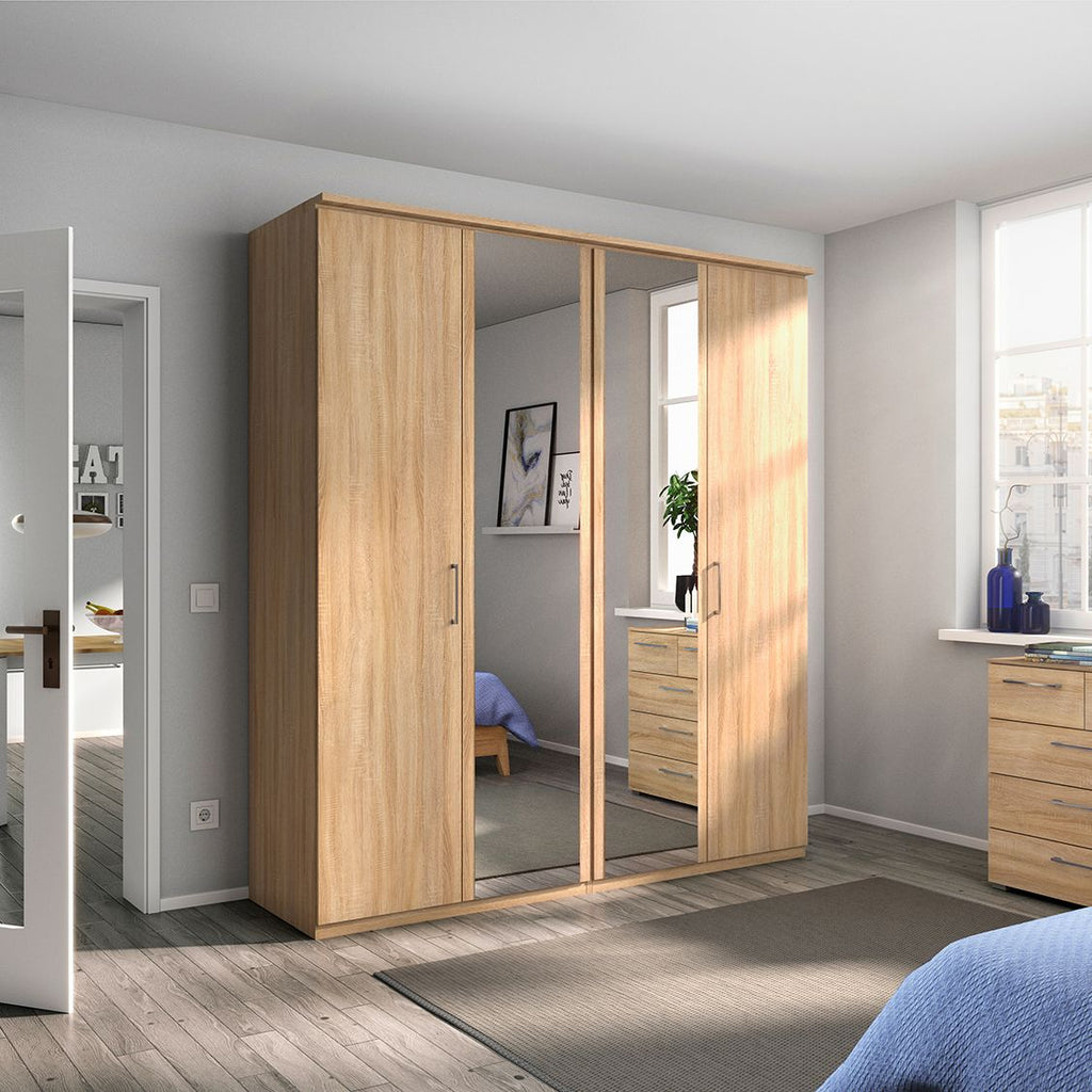Oakwood Rauch Tellin 4 Hinged Door Wardrobe With 2 Mirrored Doors