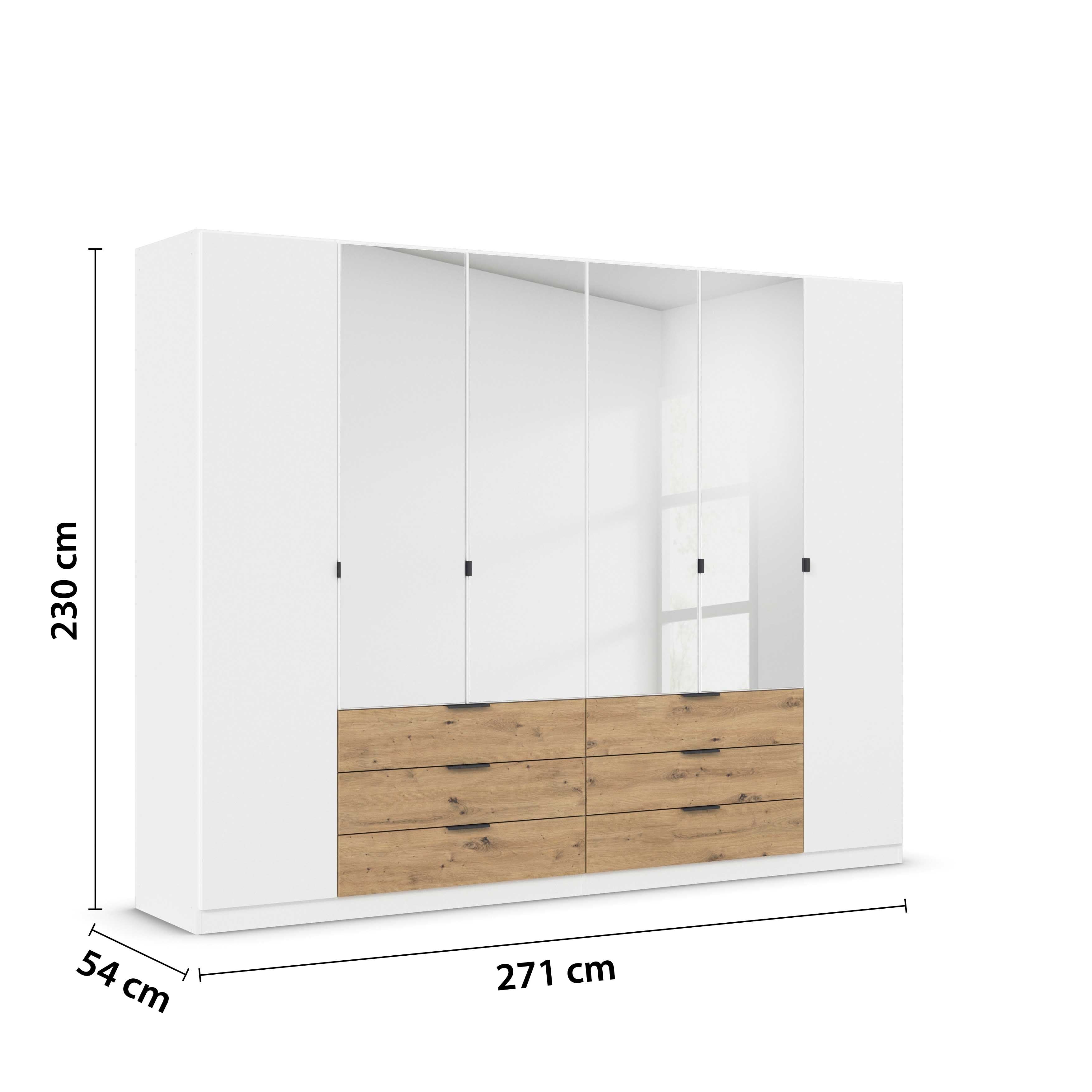 Oakwood Rauch Davoa 6-Door Hinged Wardrobe with 4 Mirror Doors
