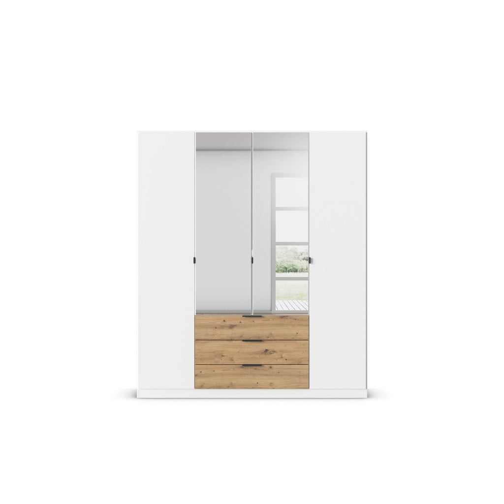 Oakwood Rauch Davoa 4-Door Hinged Wardrobe with 2 Mirror Doors