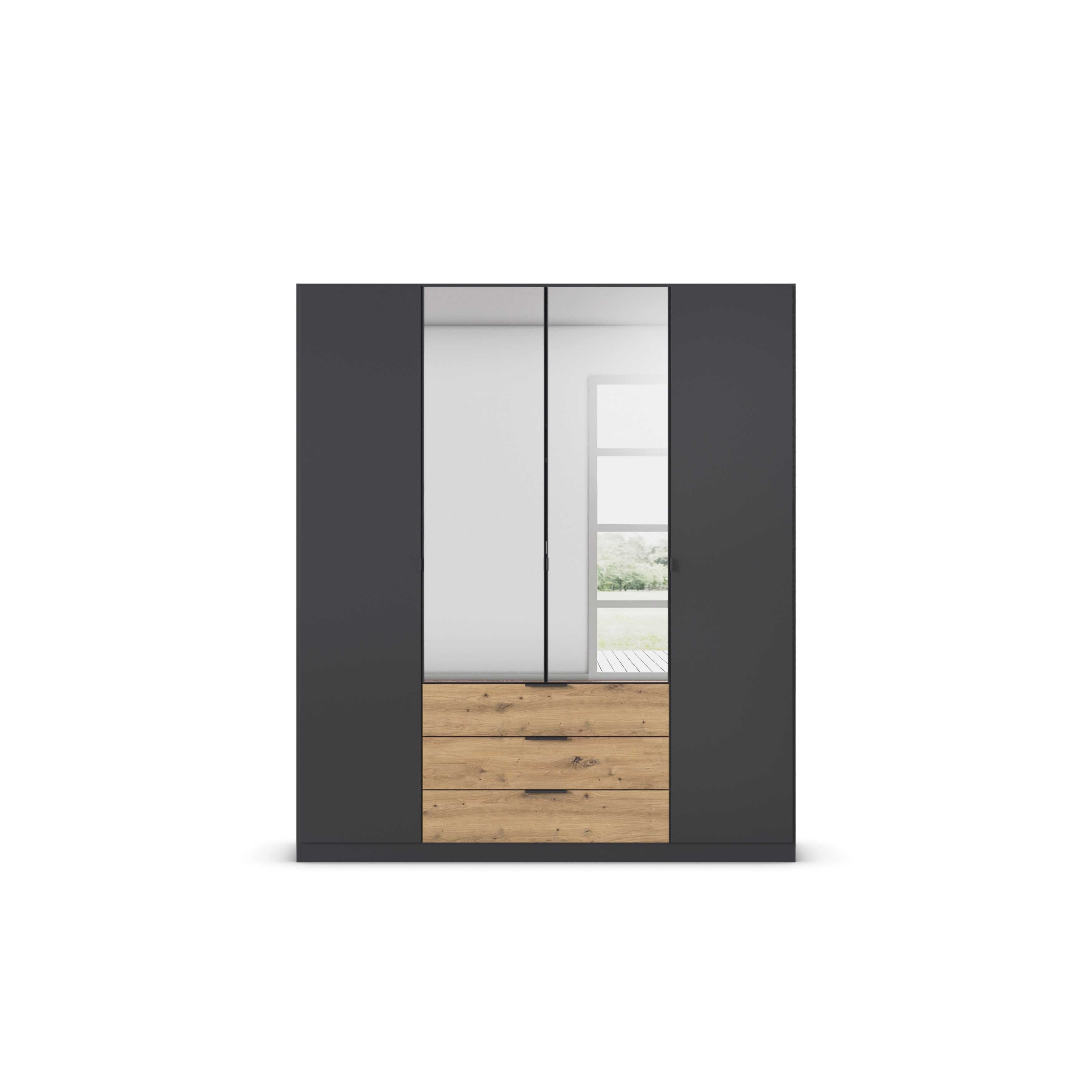 Oakwood Rauch Davoa 4-Door Hinged Wardrobe with 2 Mirror Doors