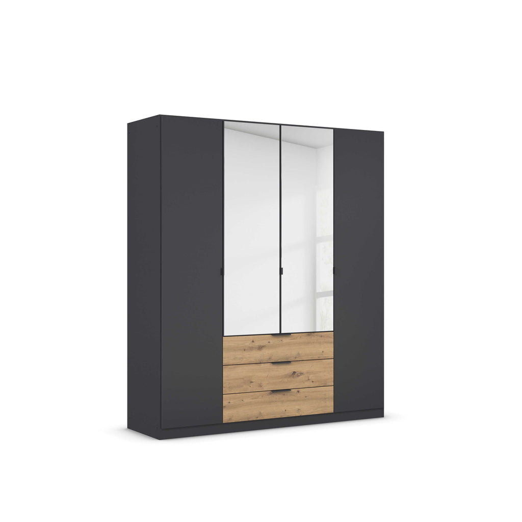 Oakwood Rauch Davoa 4-Door Hinged Wardrobe with 2 Mirror Doors