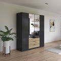 Oakwood Rauch Davoa 4-Door Hinged Wardrobe with 2 Mirror Doors