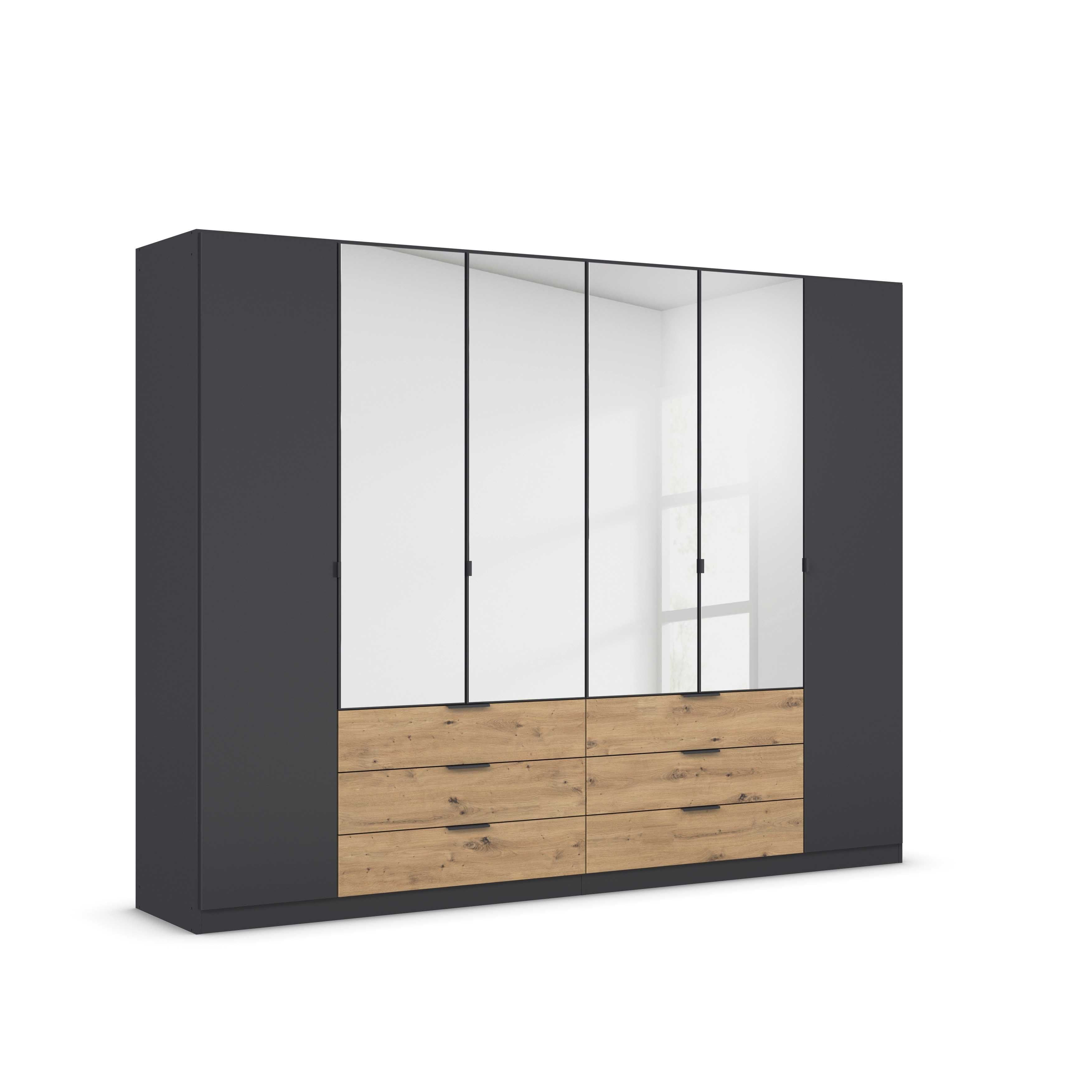 Oakwood Rauch Davoa 6-Door Hinged Wardrobe with 4 Mirror Doors