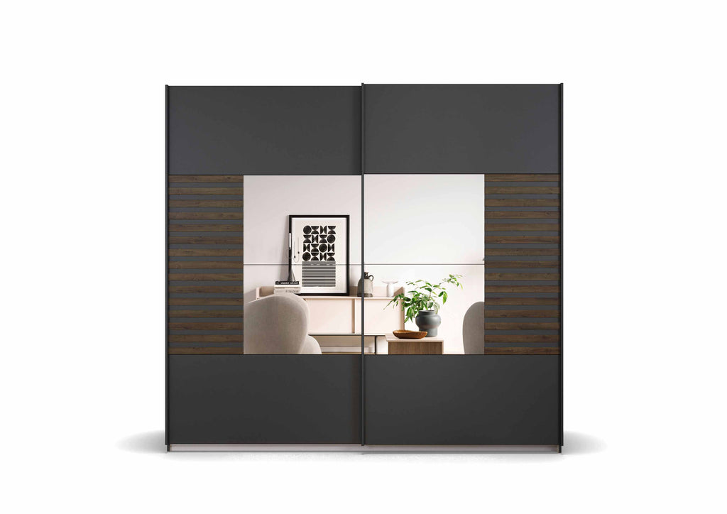 Oakwood Rauch Barea 2-Door Mirror Sliding Wardrobe - Champagne