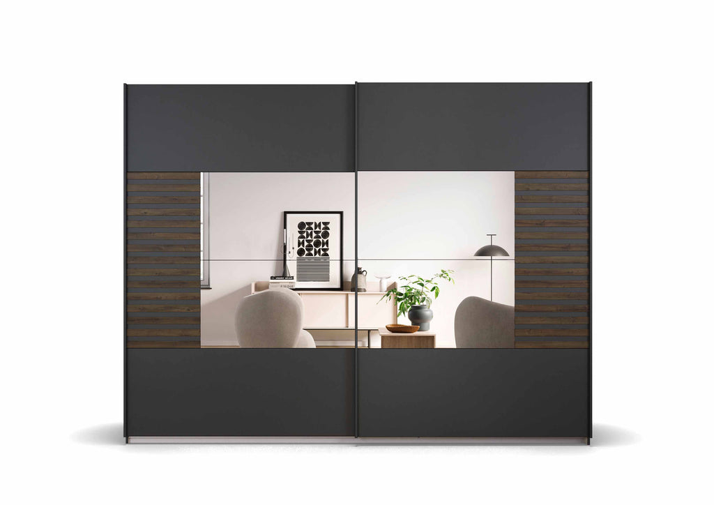 Oakwood Rauch Barea 2-Door Mirror Sliding Wardrobe - Champagne