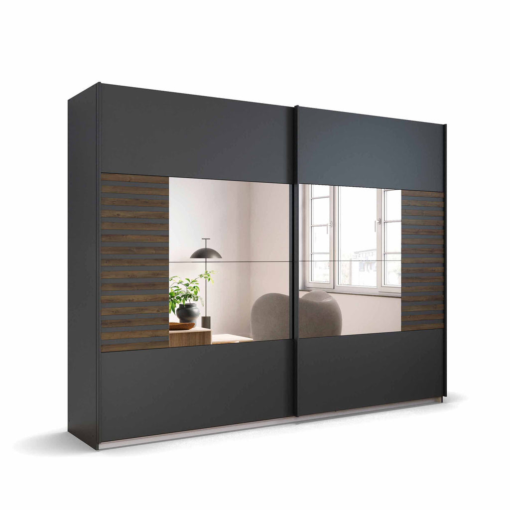 Oakwood Rauch Barea 2-Door Mirror Sliding Wardrobe - Champagne