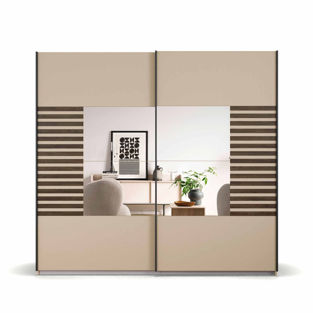 Oakwood Rauch Barea 2-Door Mirror Sliding Wardrobe - Champagne