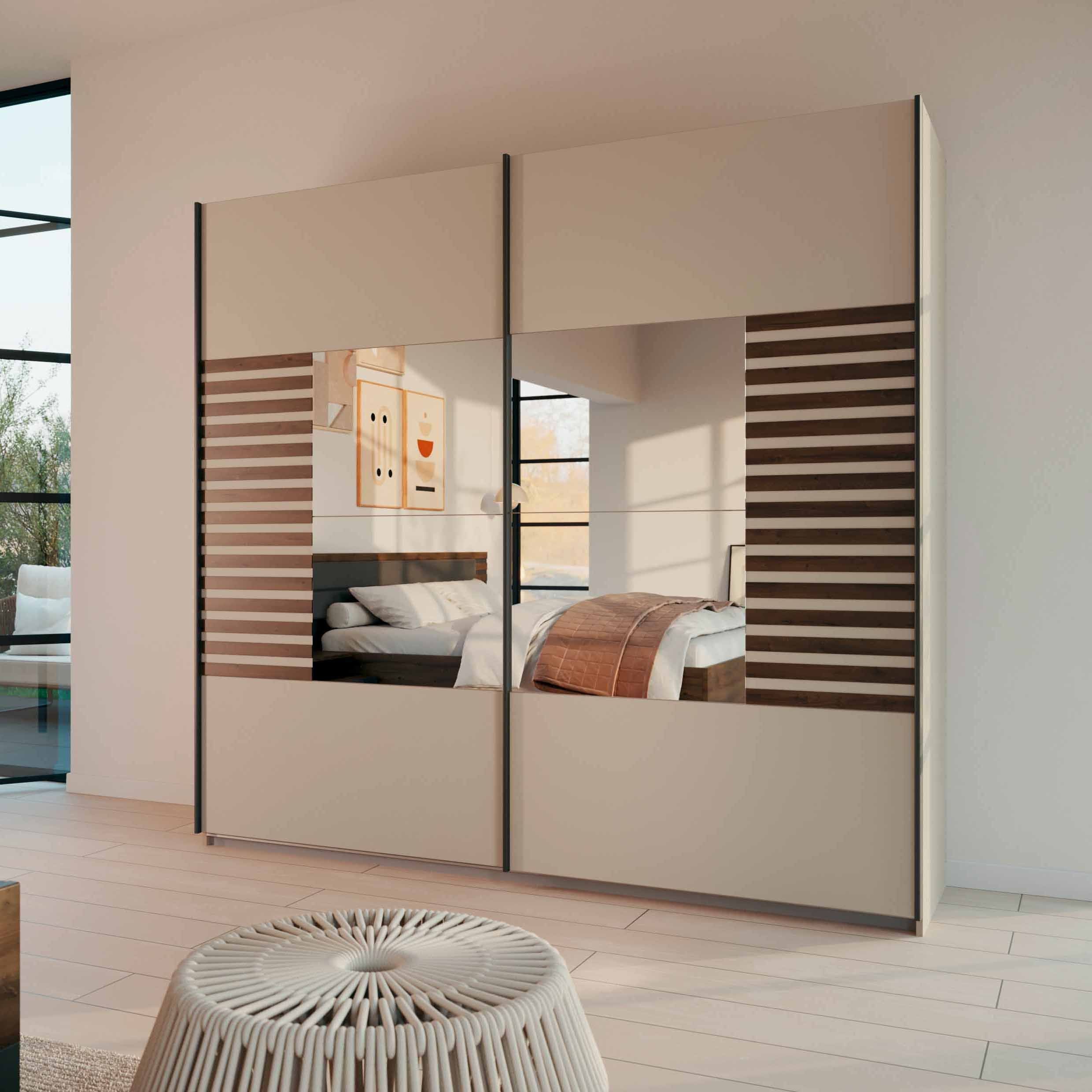 Oakwood Rauch Barea 2-Door Mirror Sliding Wardrobe - Champagne