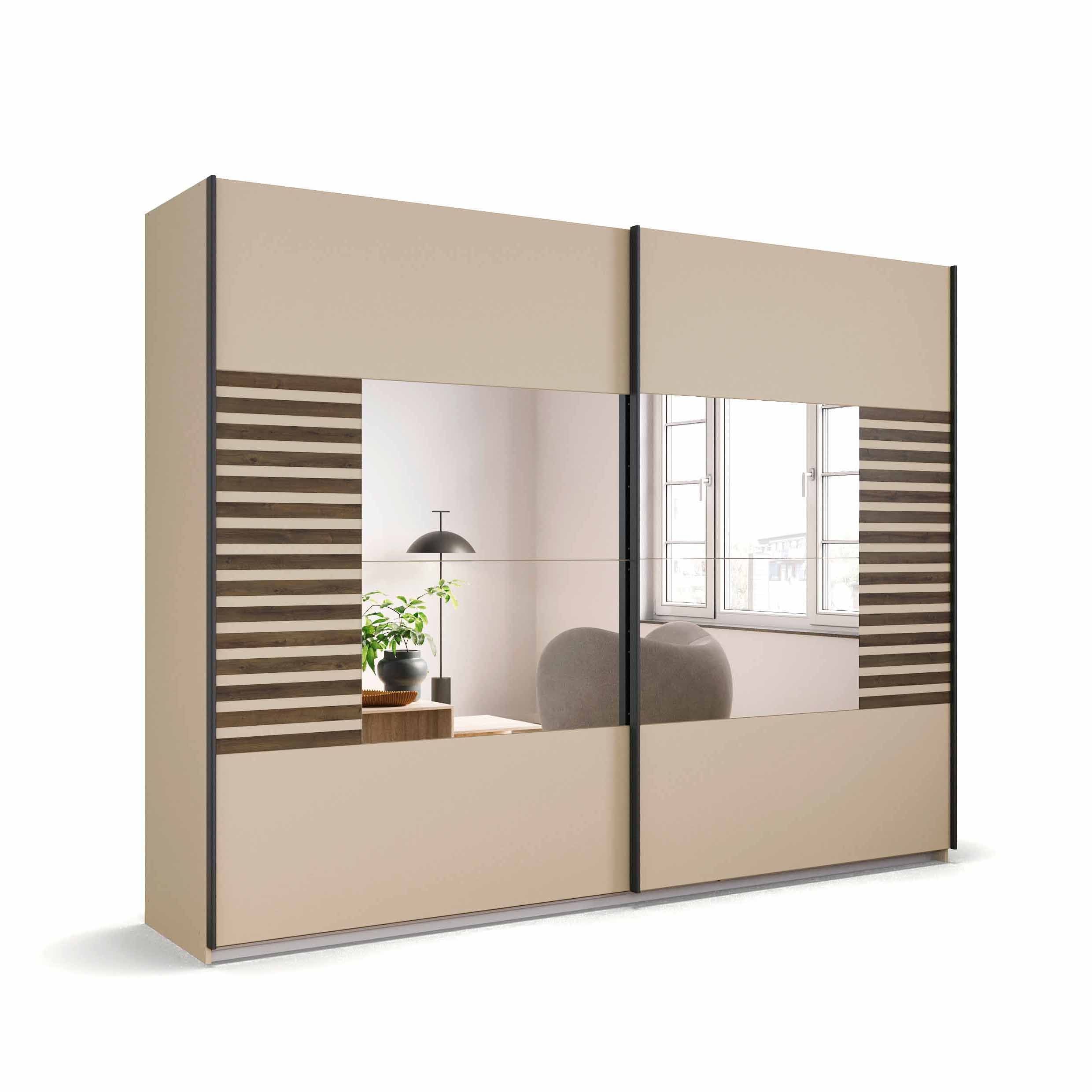 Oakwood Rauch Barea 2-Door Mirror Sliding Wardrobe - Champagne
