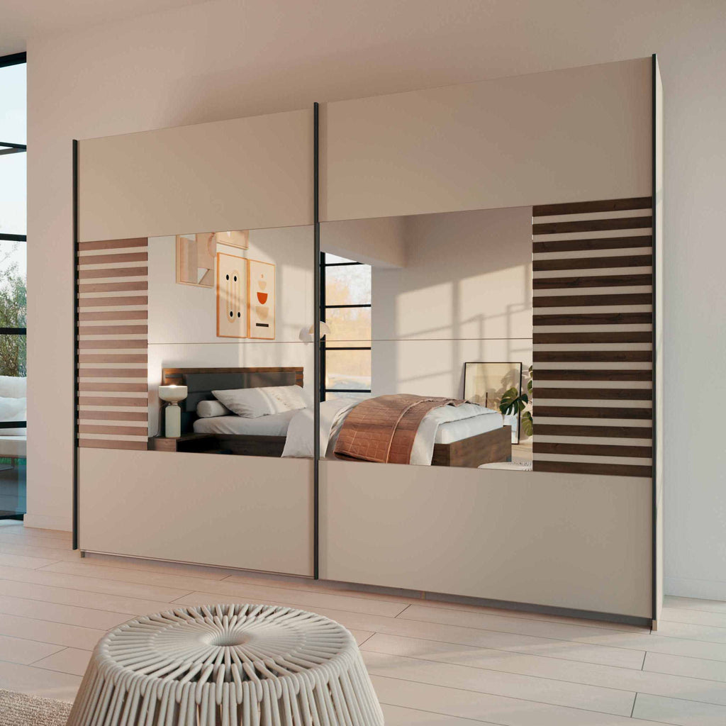 Oakwood Rauch Barea 2-Door Mirror Sliding Wardrobe - Metallic Grey