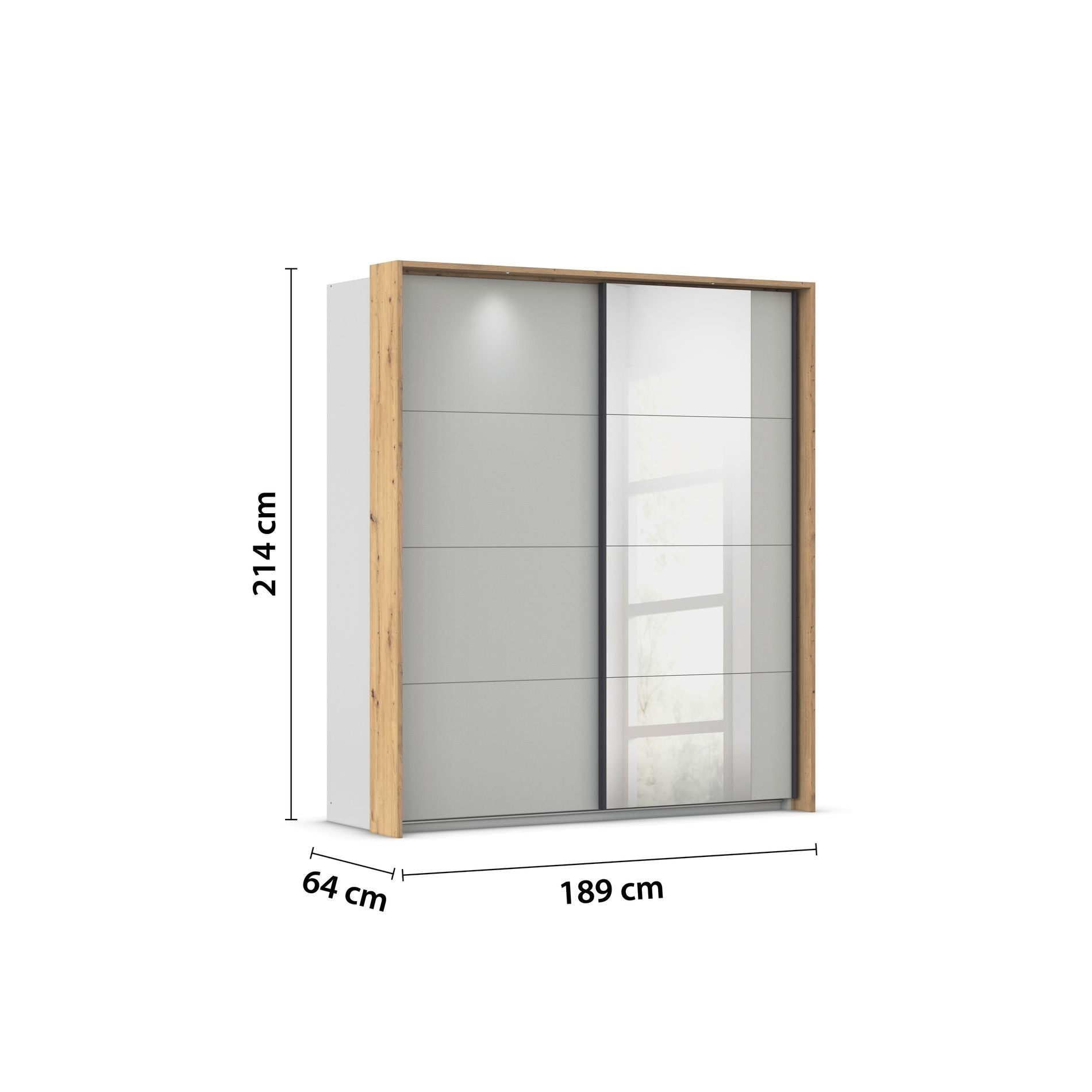 Oakwood Rauch Credo Silk Grey Sliding Wardrobe