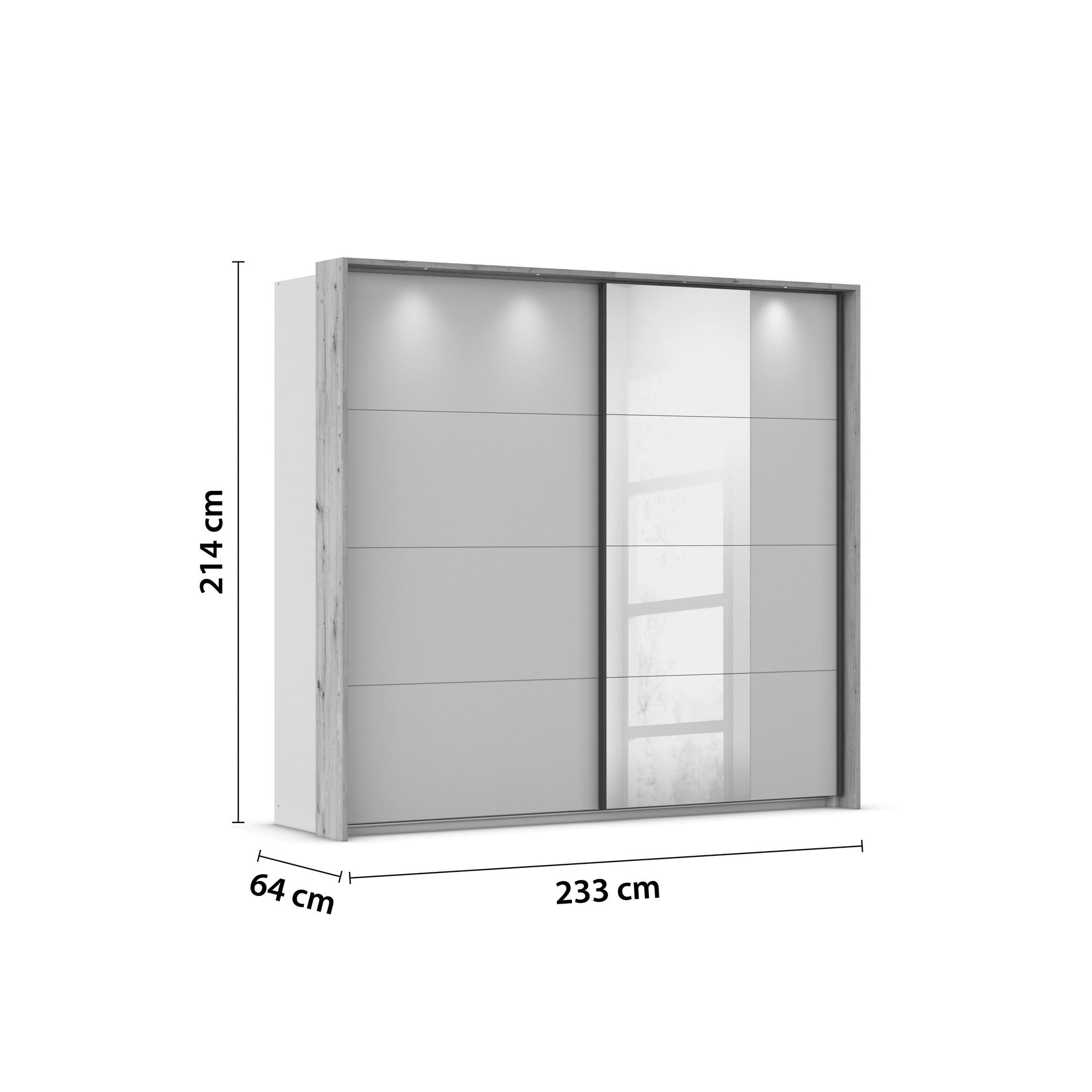 Oakwood Rauch Credo Silk Grey Sliding Wardrobe