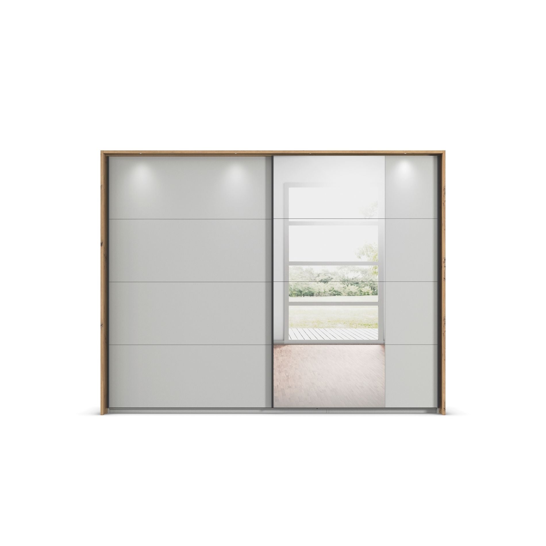 Oakwood Rauch Credo Silk Grey Sliding Wardrobe