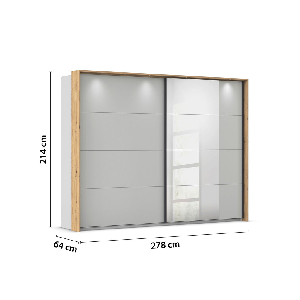 Oakwood Rauch Credo Silk Grey Sliding Wardrobe