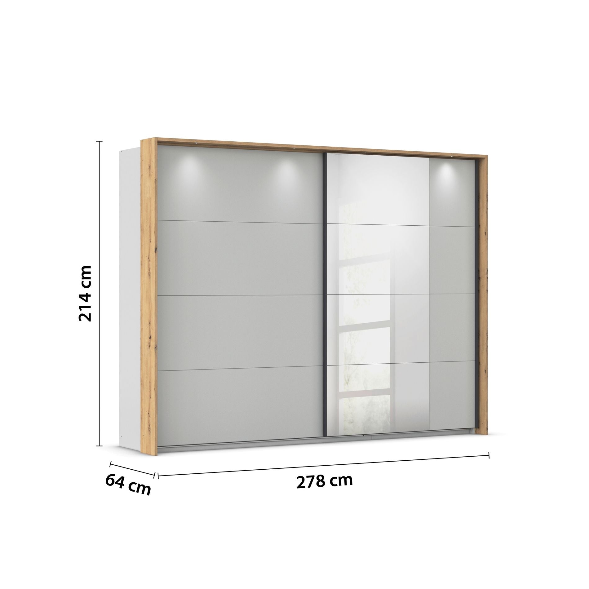 Oakwood Rauch Credo Silk Grey Sliding Wardrobe