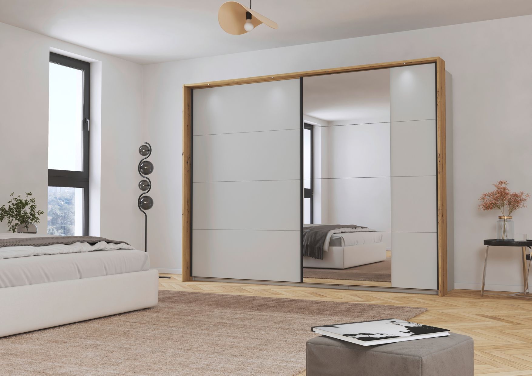 Oakwood Rauch Credo Silk Grey Sliding Wardrobe