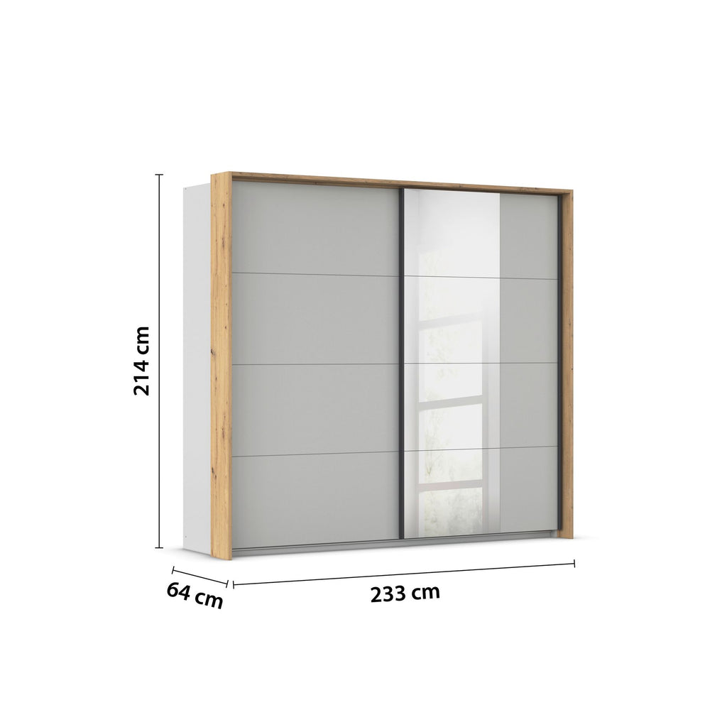 Oakwood Rauch Credo Silk Grey Sliding Wardrobe