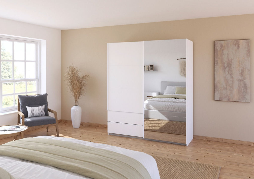 Oakwood Rauch Elara Alpine White 2 door Sliding Wardrobe