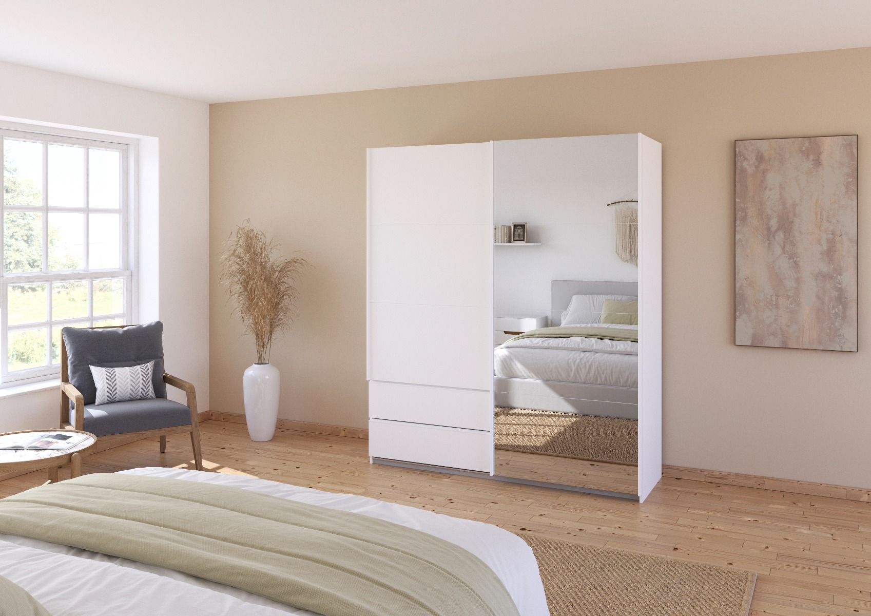 Oakwood Rauch Elara Alpine White 2 door Sliding Wardrobe
