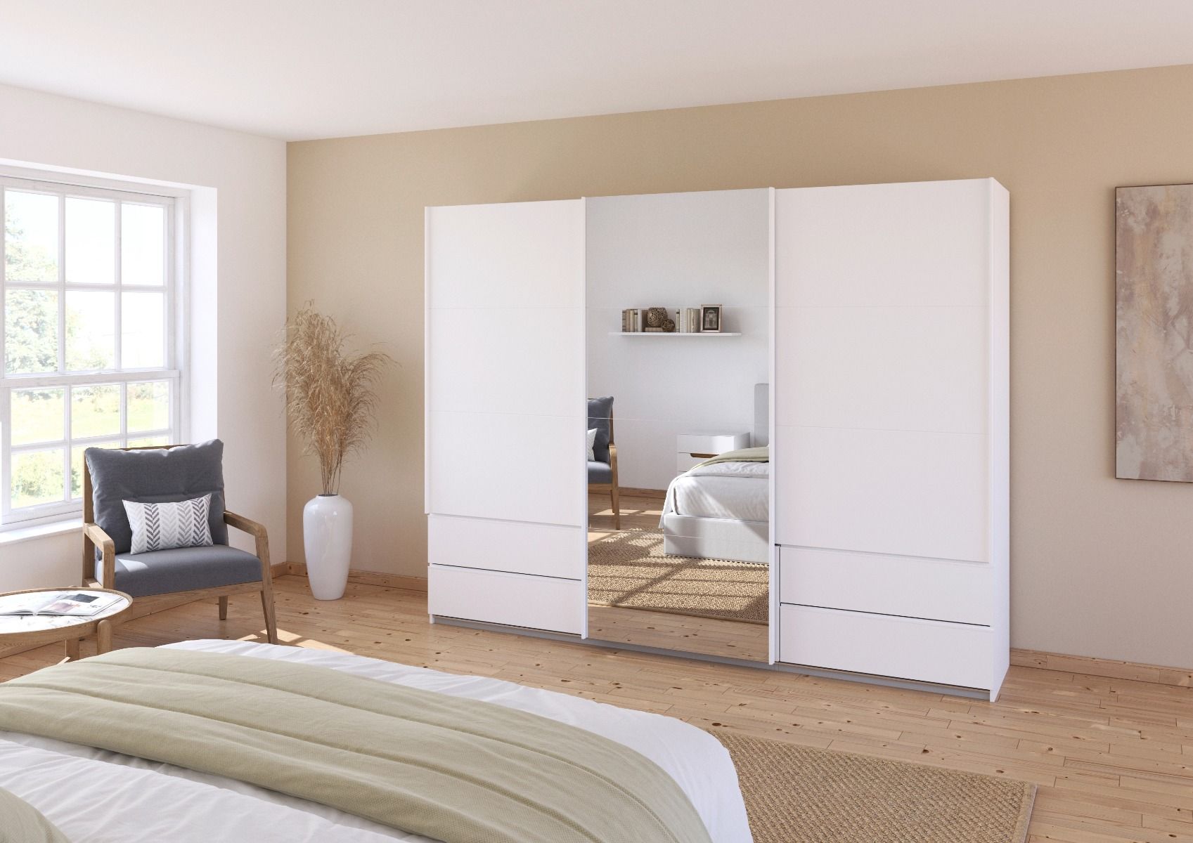 Oakwood Rauch Elara Alpine White 3 door Sliding Wardrobe