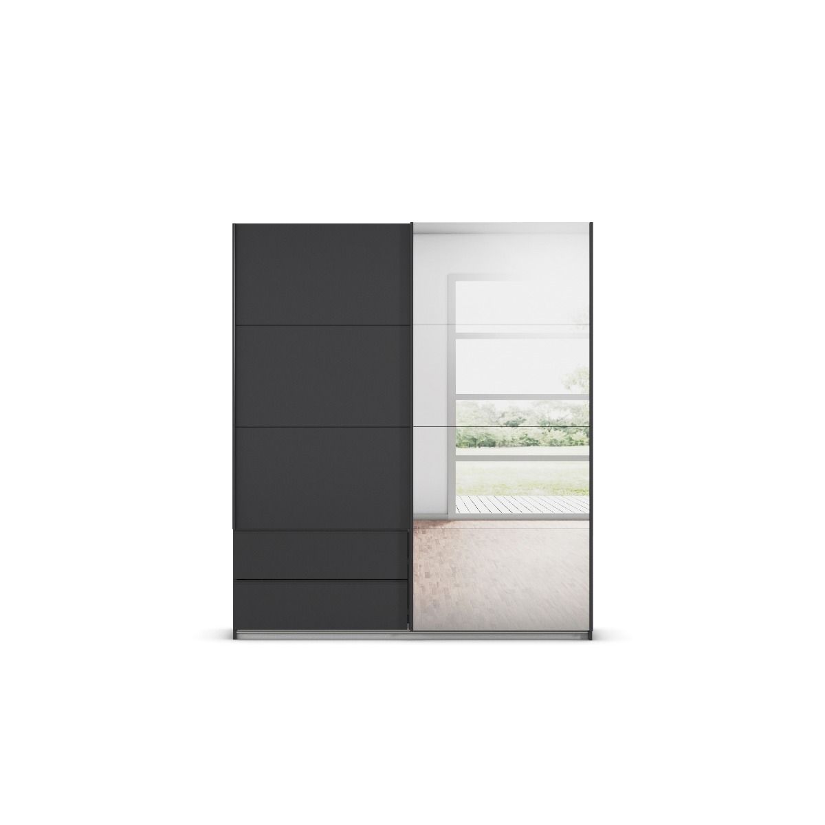 Oakwood Rauch Elara Metallic Grey 2 door Sliding Wardrobe