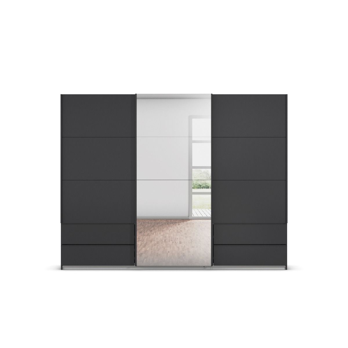 Oakwood Rauch Elara Metallic Grey 3 door Sliding Wardrobe