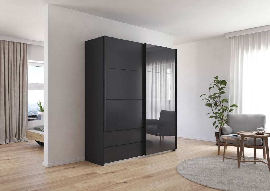Oakwood Rauch Elara Metallic Grey 2 door Sliding Wardrobe