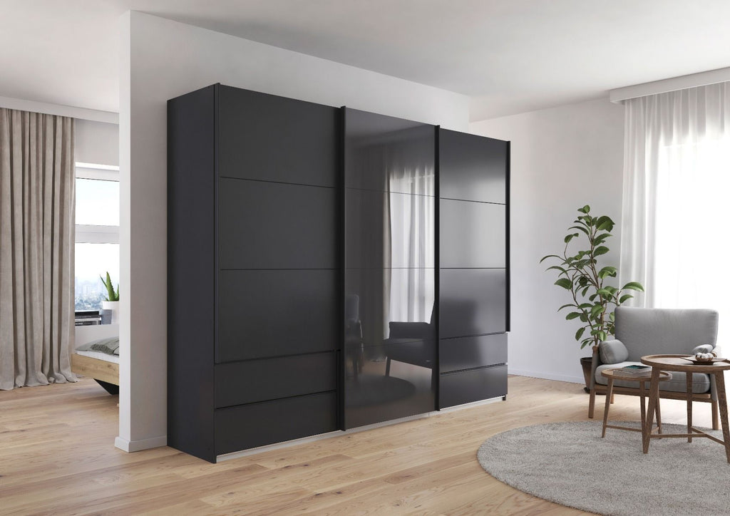Oakwood Rauch Elara Metallic Grey 3 door Sliding Wardrobe