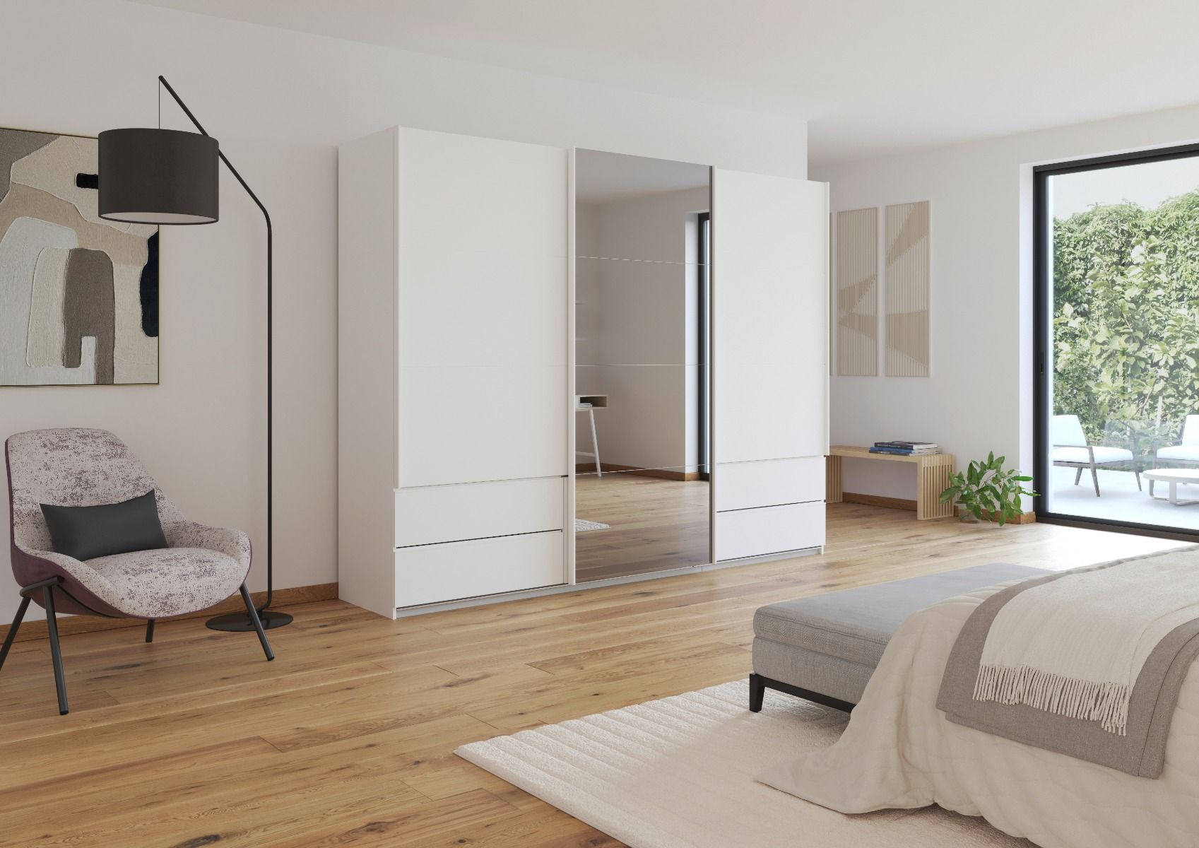 Oakwood Rauch Elara Alpine White 3 door Sliding Wardrobe