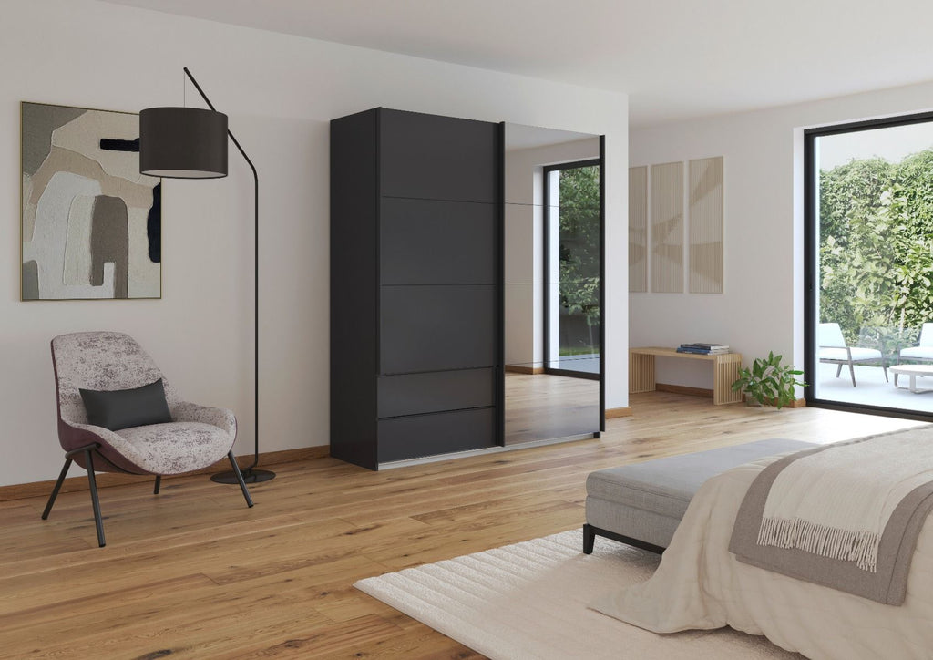 Oakwood Rauch Elara Metallic Grey 2 door Sliding Wardrobe