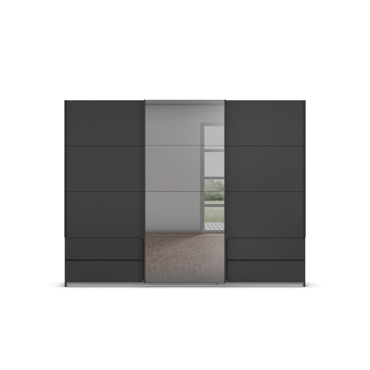 Oakwood Rauch Elara Metallic Grey 3 door Sliding Wardrobe