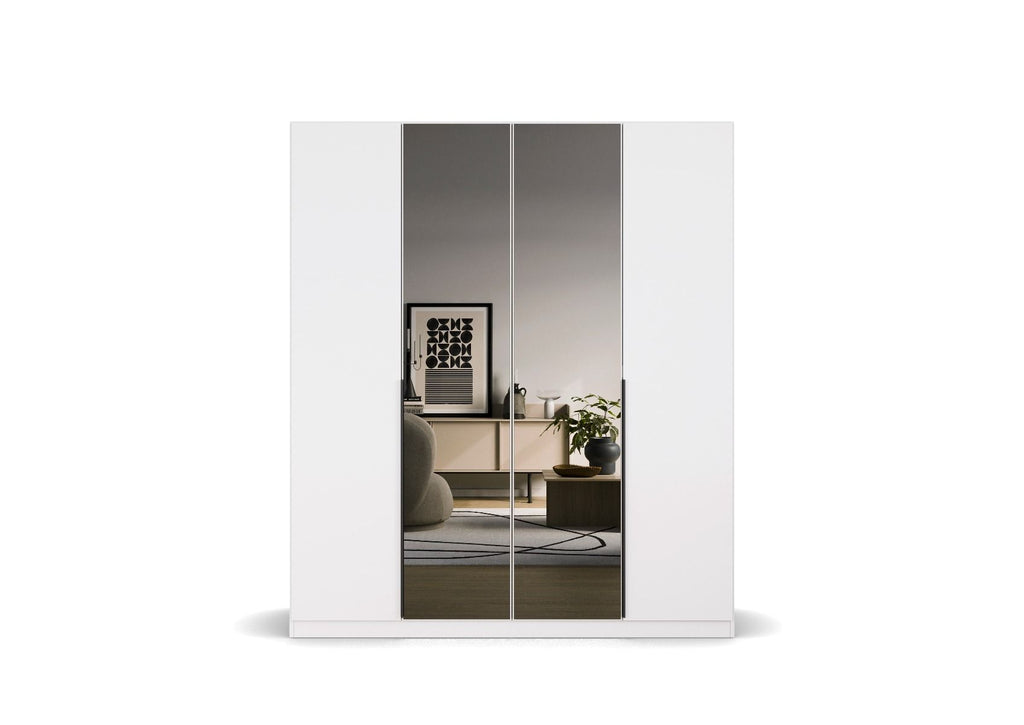 Oakwood Rauch Skyla Alpine White 5 Hinged Door Wardrobe with Glass Front